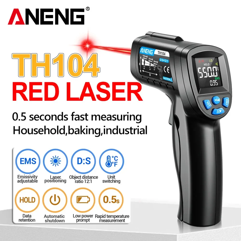 Industrial Laser Temperature Gun - Pistola de temperatura infrarroja portátil ANENG