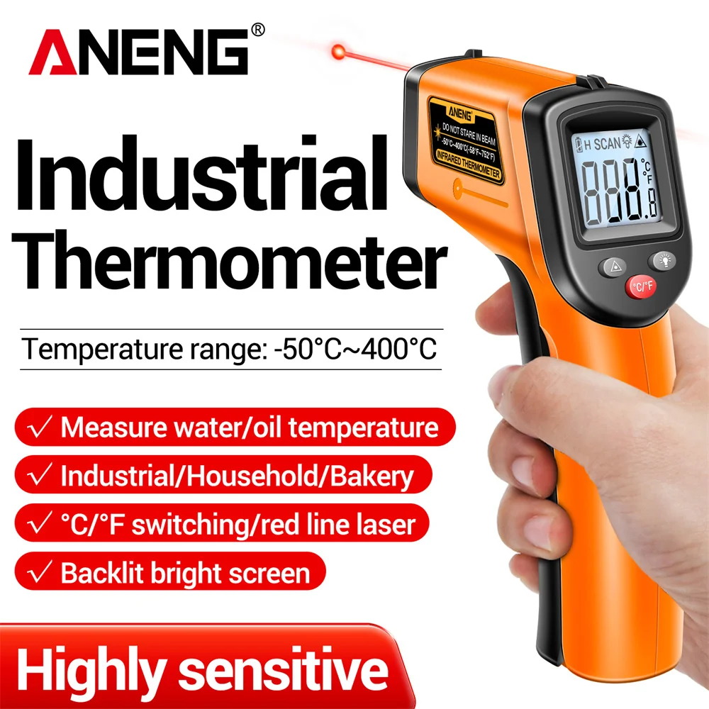 Industrial Laser Temperature Gun - Termómetro Infrarrojo Digital ANENG TH201 -50~400