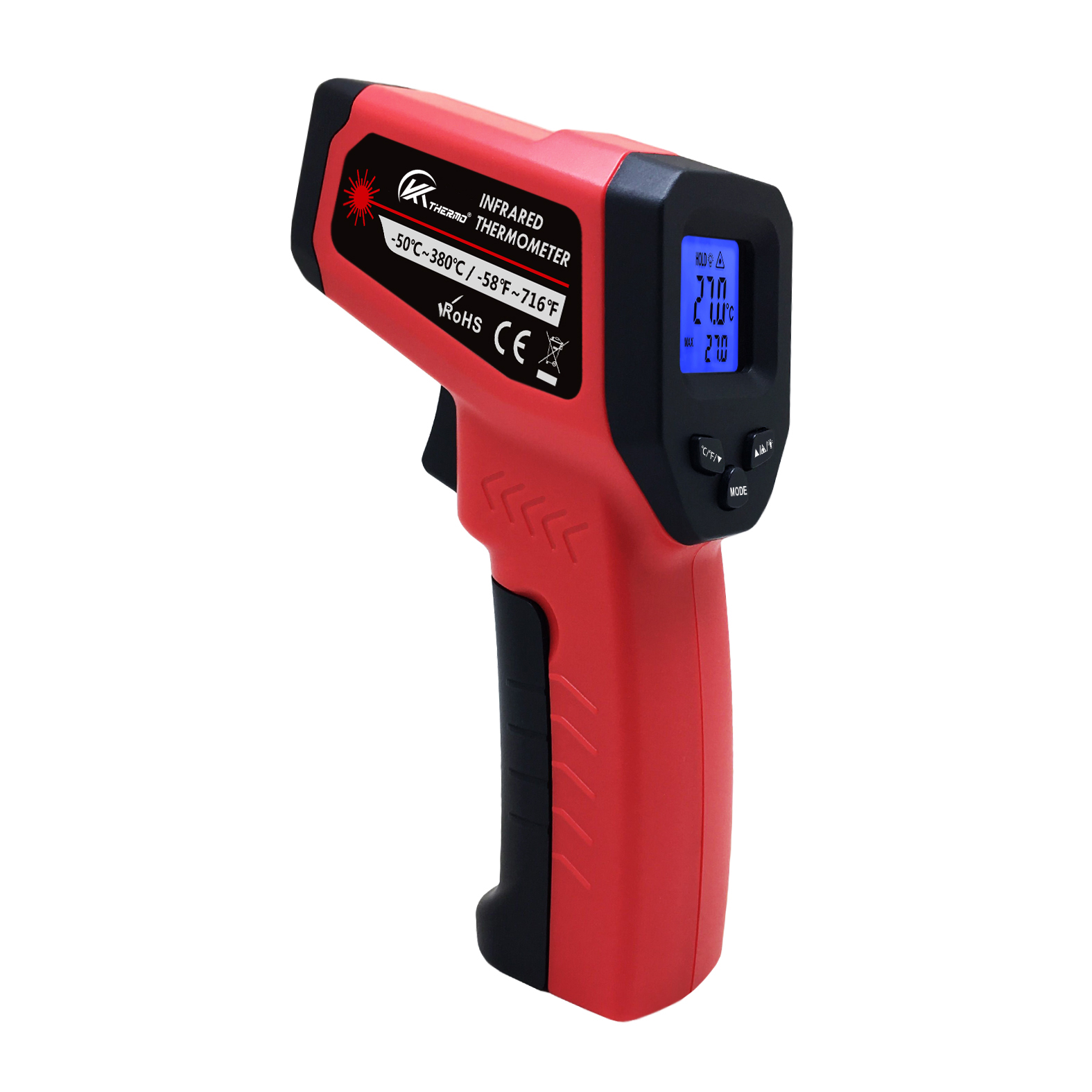 Industrial Laser Temperature Gun - Termómetro Electrónico Industrial LCD sin contacto,