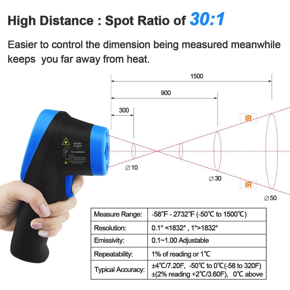 Termómetro láser de alta tempe - Industrial Laser Temperature Gun reseña y precio