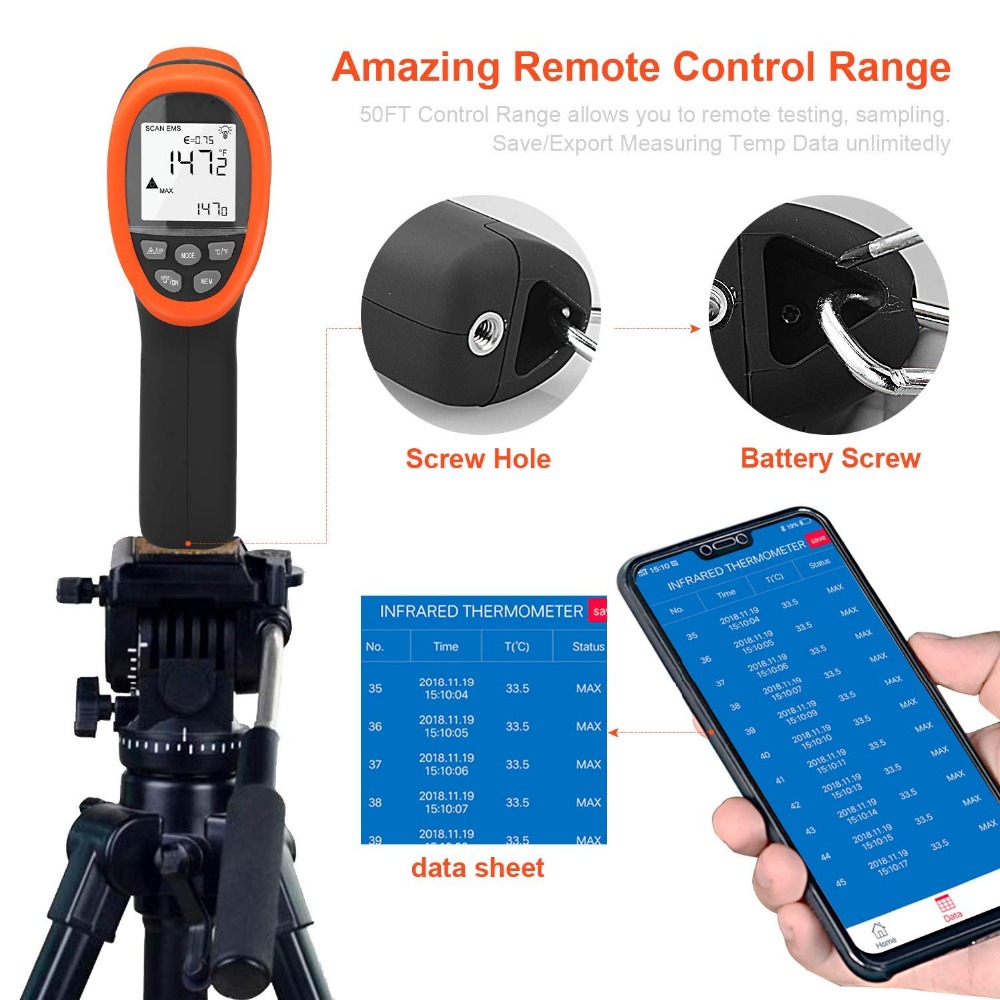 Termómetro IR sin contacto con - Industrial Laser Temperature Gun reseña y precio