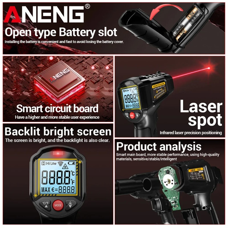 Termómetro Infrarrojo sin Cont - Industrial Laser Temperature Gun reseña y precio
